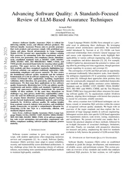 Advancing Software Quality: A Standards-Focused Review of LLM-Based Assurance Techniques