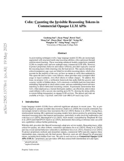 CoIn: Counting the Invisible Reasoning Tokens in Commercial Opaque LLM APIs