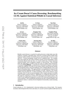 Ice Cream Doesn't Cause Drowning: Benchmarking LLMs Against Statistical Pitfalls in Causal Inference