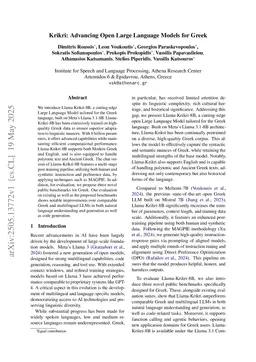 Krikri: Advancing Open Large Language Models for Greek