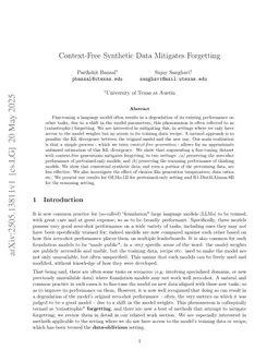 Context-Free Synthetic Data Mitigates Forgetting