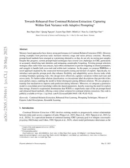 Towards Rehearsal-Free Continual Relation Extraction: Capturing Within-Task Variance with Adaptive Prompting