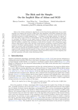 The Rich and the Simple: On the Implicit Bias of Adam and SGD