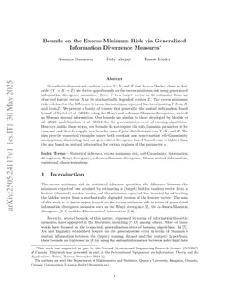 Bounds on the Excess Minimum Risk via Generalized Information Divergence Measures