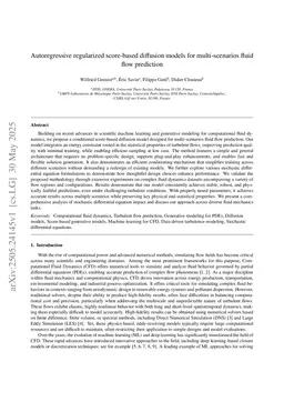 Autoregressive regularized score-based diffusion models for multi-scenarios fluid flow prediction