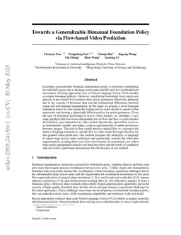 Towards a Generalizable Bimanual Foundation Policy via Flow-based Video Prediction
