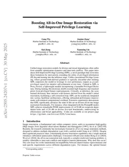 Boosting All-in-One Image Restoration via Self-Improved Privilege Learning