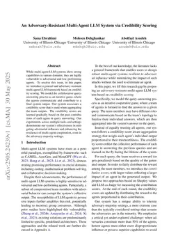 An Adversary-Resistant Multi-Agent LLM System via Credibility Scoring