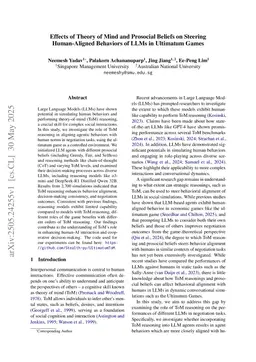 Effects of Theory of Mind and Prosocial Beliefs on Steering Human-Aligned Behaviors of LLMs in Ultimatum Games