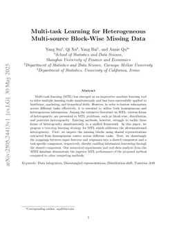 Multi-task Learning for Heterogeneous Multi-source Block-Wise Missing Data