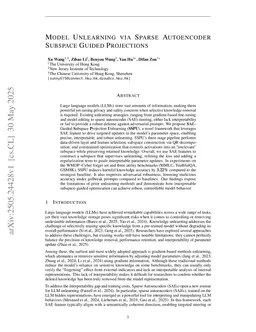 Model Unlearning via Sparse Autoencoder Subspace Guided Projections