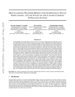 Deep Learning Weather Models for Subregional Ocean Forecasting: A Case Study on the Canary Current Upwelling System