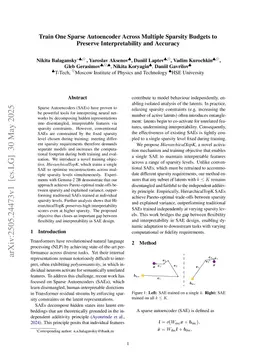 Train One Sparse Autoencoder Across Multiple Sparsity Budgets to Preserve Interpretability and Accuracy