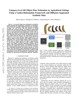 Category-Level 6D Object Pose Estimation in Agricultural Settings Using a Lattice-Deformation Framework and Diffusion-Augmented Synthetic Data