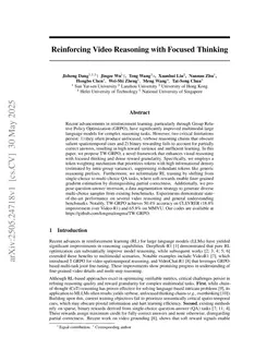 Reinforcing Video Reasoning with Focused Thinking