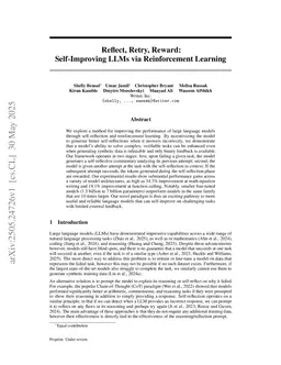 Reflect, Retry, Reward: Self-Improving LLMs via Reinforcement Learning