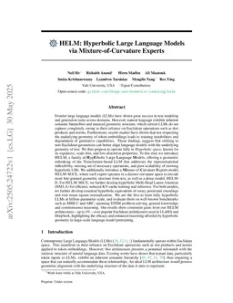 HELM: Hyperbolic Large Language Models via Mixture-of-Curvature Experts