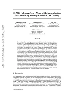 SUMO: Subspace-Aware Moment-Orthogonalization for Accelerating Memory-Efficient LLM Training