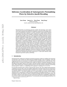 Inference Acceleration of Autoregressive Normalizing Flows by Selective Jacobi Decoding
