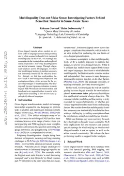 Multilinguality Does not Make Sense: Investigating Factors Behind Zero-Shot Transfer in Sense-Aware Tasks