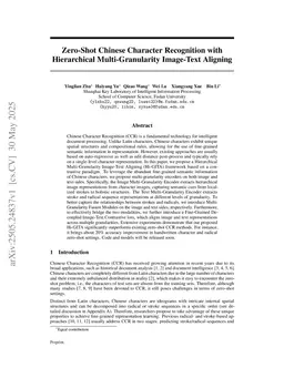 Zero-Shot Chinese Character Recognition with Hierarchical Multi-Granularity Image-Text Aligning
