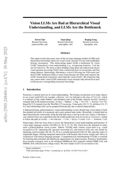 Vision LLMs Are Bad at Hierarchical Visual Understanding, and LLMs Are the Bottleneck