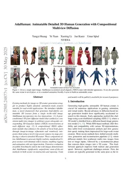 AdaHuman: Animatable Detailed 3D Human Generation with Compositional Multiview Diffusion