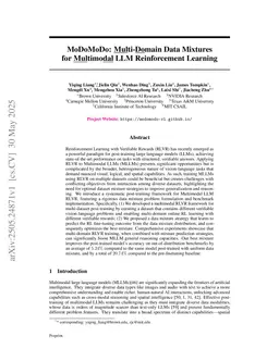 MoDoMoDo: Multi-Domain Data Mixtures for Multimodal LLM Reinforcement Learning