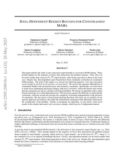 Data-Dependent Regret Bounds for Constrained MABs