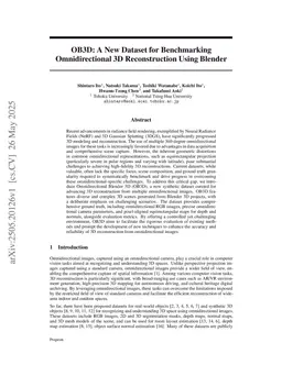 OB3D: A New Dataset for Benchmarking Omnidirectional 3D Reconstruction Using Blender