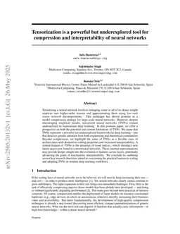 Tensorization is a powerful but underexplored tool for compression and interpretability of neural networks