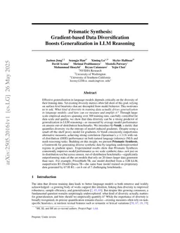 Prismatic Synthesis: Gradient-based Data Diversification Boosts Generalization in LLM Reasoning