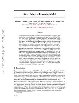 ARM: Adaptive Reasoning Model