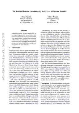 We Need to Measure Data Diversity in NLP -- Better and Broader