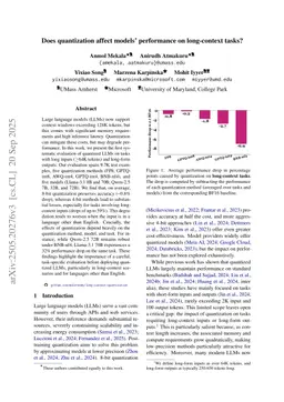 Does quantization affect models' performance on long-context tasks?