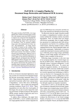 PreP-OCR: A Complete Pipeline for Document Image Restoration and Enhanced OCR Accuracy