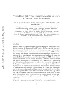 Vision-Based Risk Aware Emergency Landing for UAVs in Complex Urban Environments