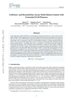 Collision- and Reachability-Aware Multi-Robot Control with Grounded LLM Planners