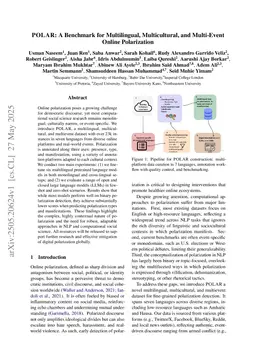 POLAR: A Benchmark for Multilingual, Multicultural, and Multi-Event Online Polarization