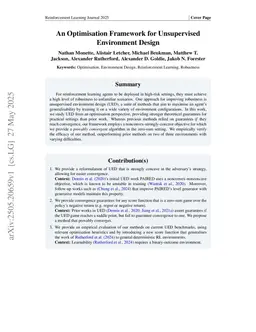 An Optimisation Framework for Unsupervised Environment Design