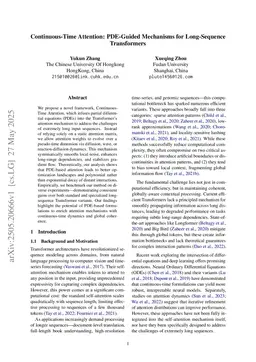 Continuous-Time Attention: PDE-Guided Mechanisms for Long-Sequence Transformers