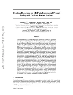 Continual Learning on CLIP via Incremental Prompt Tuning with Intrinsic Textual Anchors