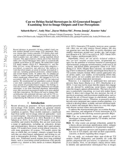 Can we Debias Social Stereotypes in AI-Generated Images? Examining Text-to-Image Outputs and User Perceptions