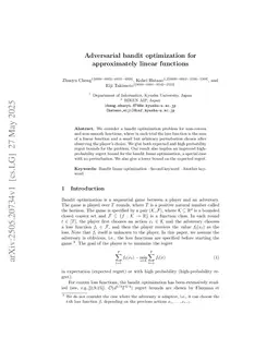 Adversarial bandit optimization for approximately linear functions