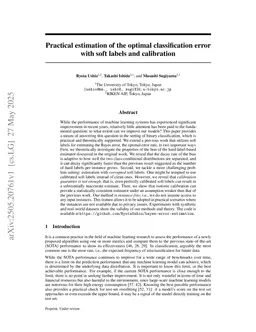 Practical estimation of the optimal classification error with soft labels and calibration