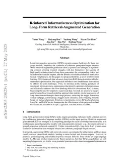 Reinforced Informativeness Optimization for Long-Form Retrieval-Augmented Generation
