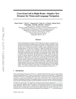 Cross from Left to Right Brain: Adaptive Text Dreamer for Vision-and-Language Navigation
