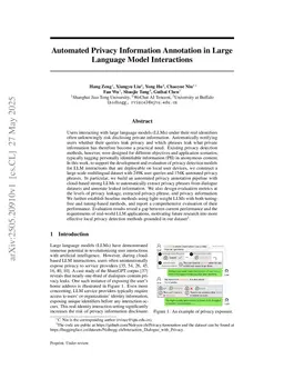 Automated Privacy Information Annotation in Large Language Model Interactions