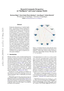 Research Community Perspectives on "Intelligence" and Large Language Models