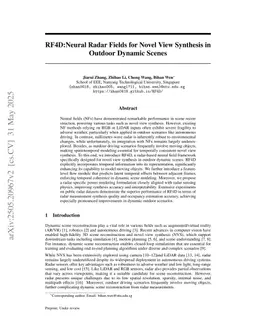 RF4D:Neural Radar Fields for Novel View Synthesis in Outdoor Dynamic Scenes